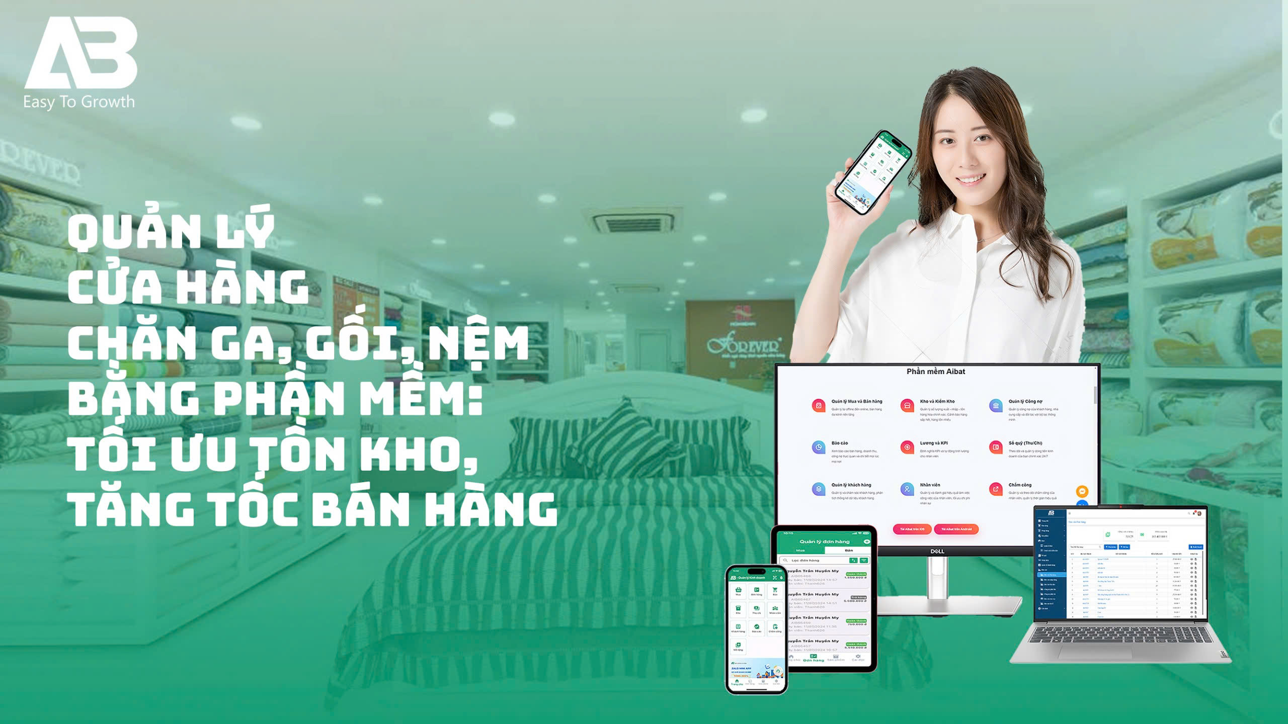 Quản Lý Cửa Hàng Chăn Ga, Gối, Đệm Bằng Aibat: Tối Ưu Tồn Kho, Tăng Tốc Bán Hàng