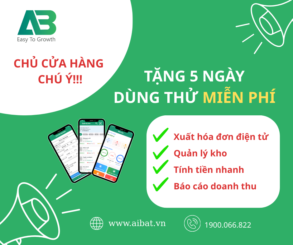 Xuất hóa đơn điện tử cho hộ kinh doanh bằng phần mềm quản lý bán hàng Aibat