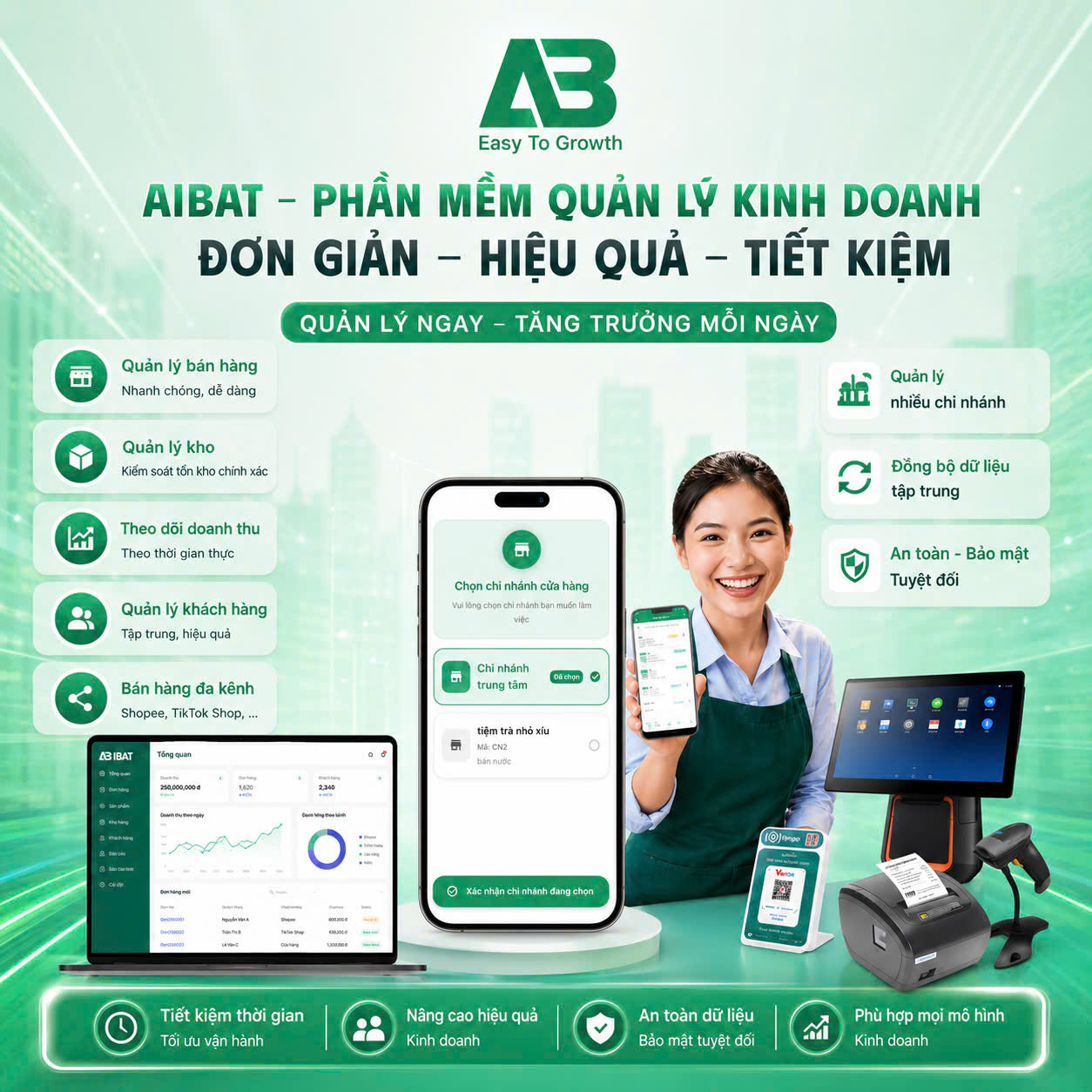 Quản lý nhiều chi nhánh hiệu quả cùng Aibat