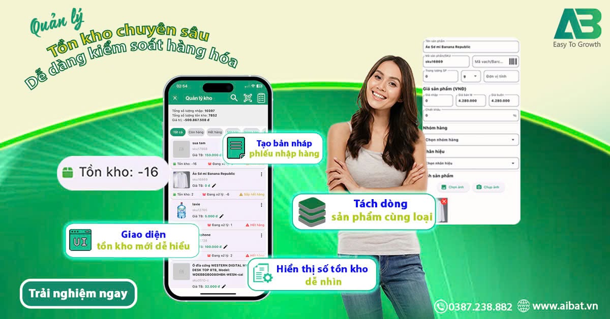 Quản lý tồn kho hiệu quả cùng AIBAT