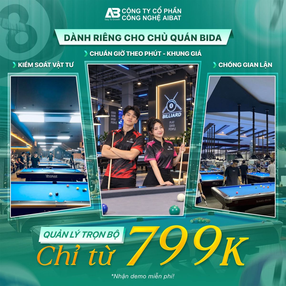Quản lý quán bida chuyên nghiệp nhờ phần mềm AIBAT
