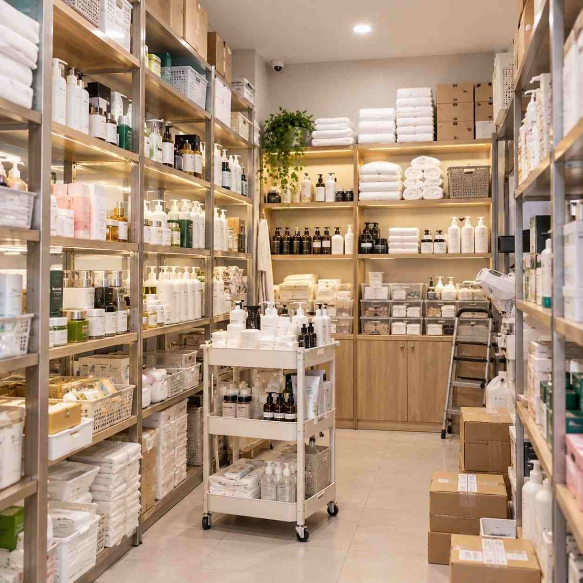 Kho spa ngăn nắp quản lý dễ dàng