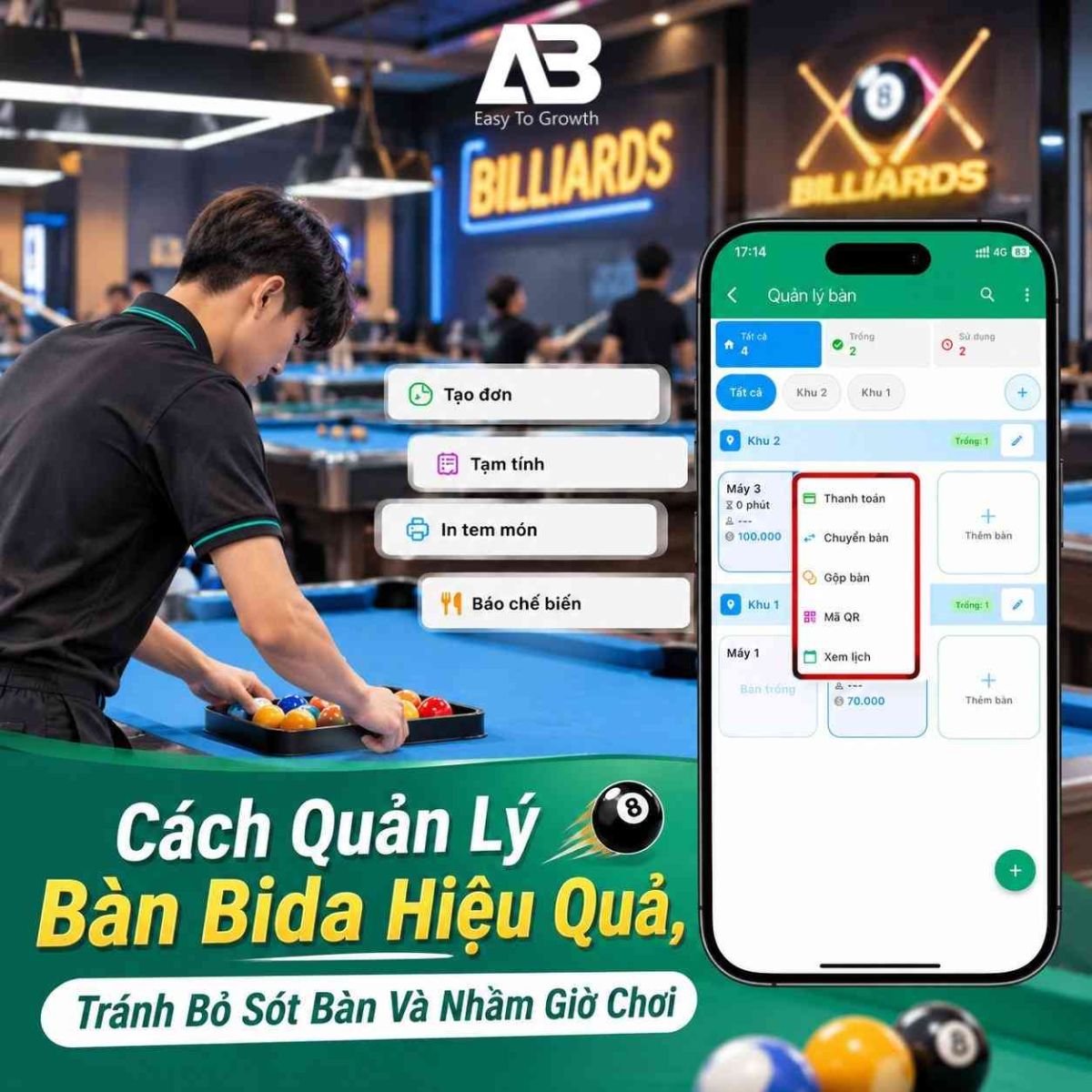 Cách Quản Lý Bàn Bida Hiệu Quả, Tránh Bỏ Sót Bàn Và Nhầm Giờ Chơi